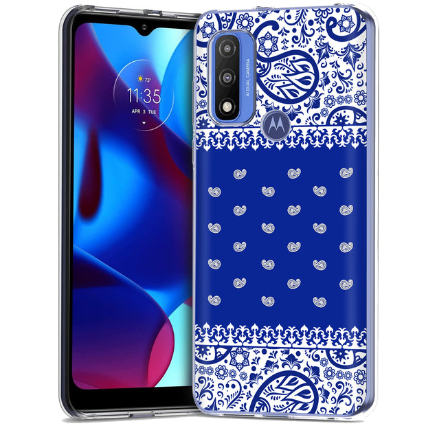 Paisley Blue Print Slim Cover For Motorola Moto G (Power, Stylus, Play, 5G), Print in USA