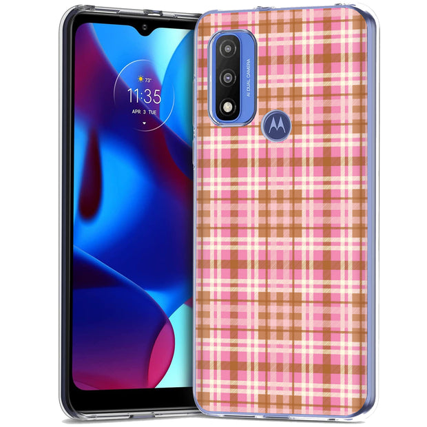 Plaid Grid Line Print Slim Cover For Motorola Moto G (Power, Stylus, Play, 5G), Print in USA