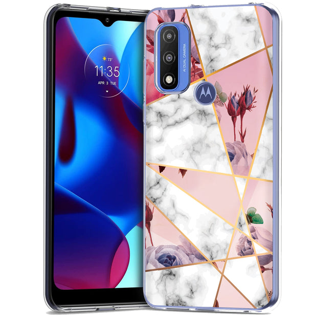 Marble Flower Print Slim Cover For Motorola Moto G (Power, Stylus, Play, 5G), Print in USA