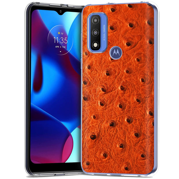 Orange Ostrich Print Slim Cover For Motorola Moto G (Power, Stylus, Play, 5G), Print in USA