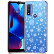 Blue Snowflakes Print Slim Cover For Motorola Moto G (Power, Stylus, Play, 5G), Print in USA