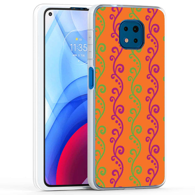 Purple Grn Vine Print Slim Cover For Motorola Moto G (Power, Stylus, Play, 5G), Print in USA