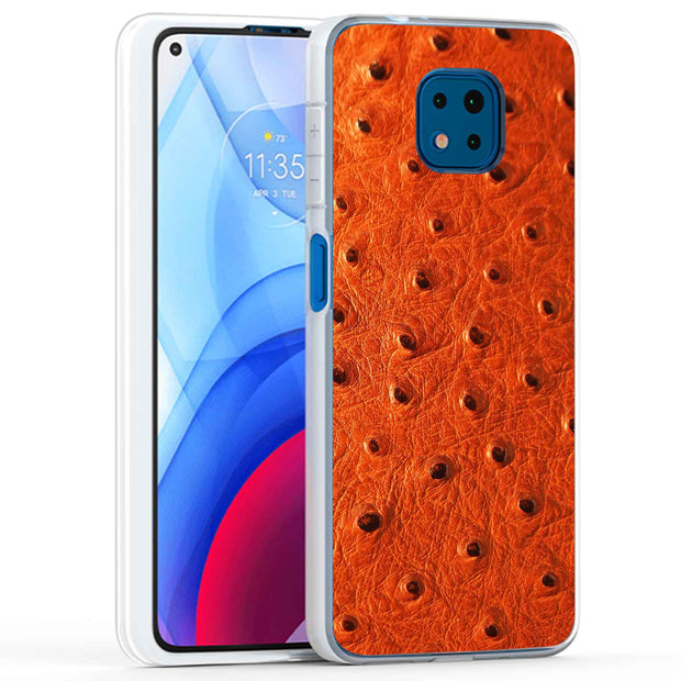 Orange Ostrich Print Slim Cover For Motorola Moto G (Power, Stylus, Play, 5G), Print in USA