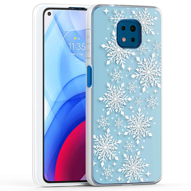 Snowflake Blue Print Slim Cover For Motorola Moto G (Power, Stylus, Play, 5G), Print in USA