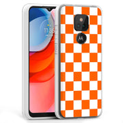 Orange Checker Print Slim Cover For Motorola Moto G (Power, Stylus, Play, 5G), Print in USA