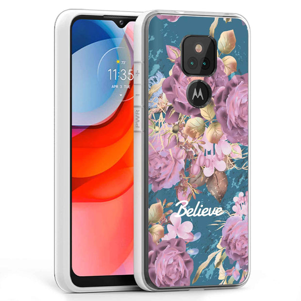 Believe Flowers Print Slim Cover For Motorola Moto G (Power, Stylus, Play, 5G), Print in USA