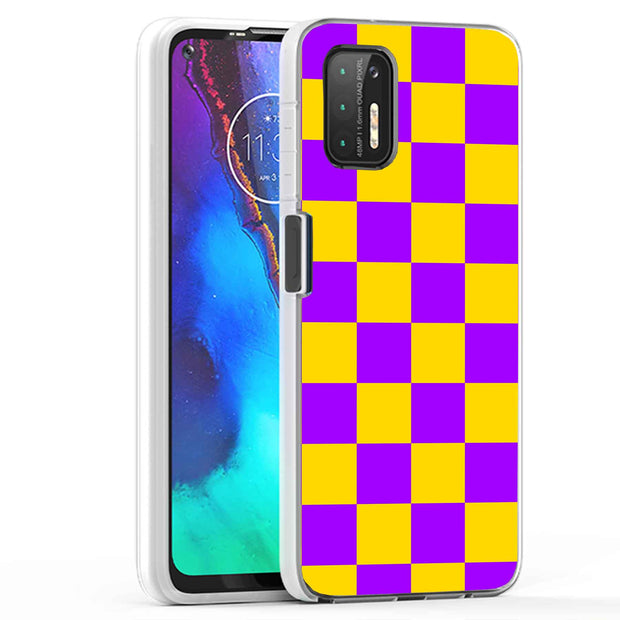 Yellow Checker Print Slim Cover For Motorola Moto G (Power, Stylus, Play, 5G), Print in USA