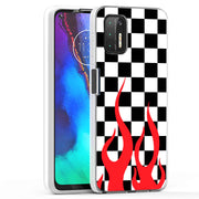 Checkers Flame Print Slim Cover For Motorola Moto G (Power, Stylus, Play, 5G), Print in USA