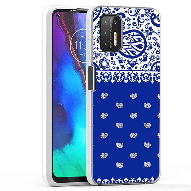 Paisley Blue Print Slim Cover For Motorola Moto G (Power, Stylus, Play, 5G), Print in USA