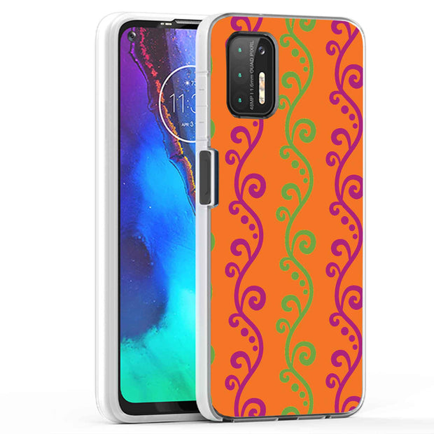 Purple Grn Vine Print Slim Cover For Motorola Moto G (Power, Stylus, Play, 5G), Print in USA