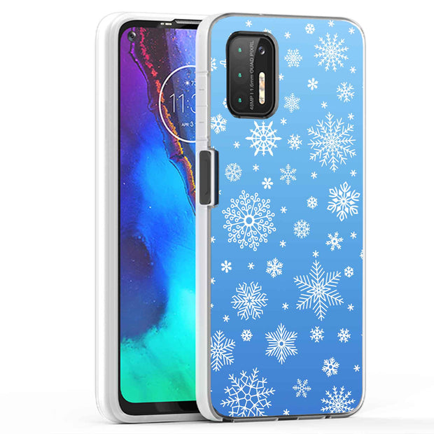 Blue Snowflakes Print Slim Cover For Motorola Moto G (Power, Stylus, Play, 5G), Print in USA