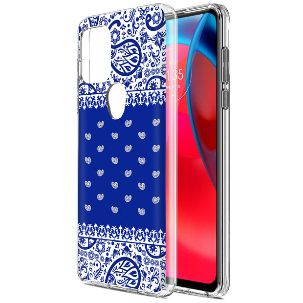 Paisley Blue Print Slim Cover For Motorola Moto G (Power, Stylus, Play, 5G), Print in USA