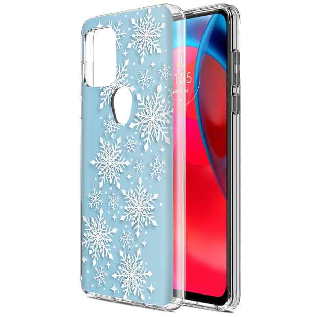 Snowflake Blue Print Slim Cover For Motorola Moto G (Power, Stylus, Play, 5G), Print in USA