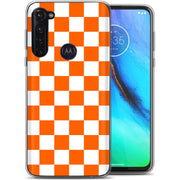 Orange Checker Print Slim Cover For Motorola Moto G (Power, Stylus, Play, 5G), Print in USA