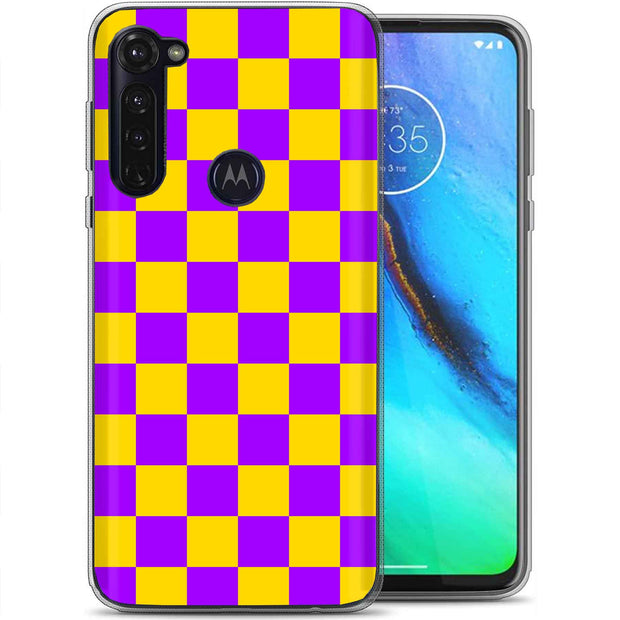 Yellow Checker Print Slim Cover For Motorola Moto G (Power, Stylus, Play, 5G), Print in USA