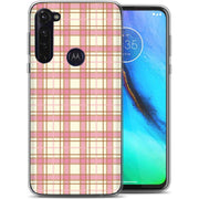 Pink Plaid Line Print Slim Cover For Motorola Moto G (Power, Stylus, Play, 5G), Print in USA