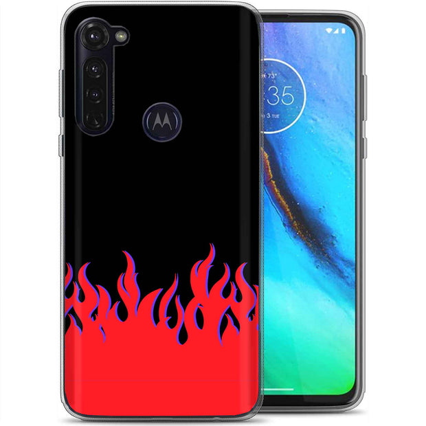 Red Flames Print Slim Cover For Motorola Moto G (Power, Stylus, Play, 5G), Print in USA