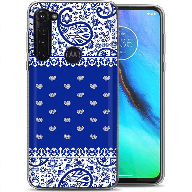 Paisley Blue Print Slim Cover For Motorola Moto G (Power, Stylus, Play, 5G), Print in USA