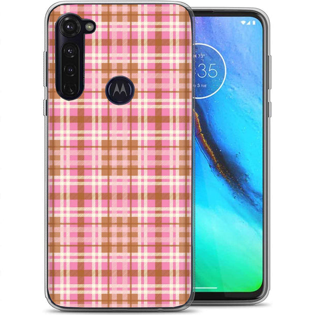 Plaid Grid Line Print Slim Cover For Motorola Moto G (Power, Stylus, Play, 5G), Print in USA