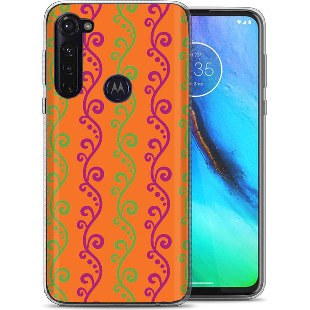 Purple Grn Vine Print Slim Cover For Motorola Moto G (Power, Stylus, Play, 5G), Print in USA