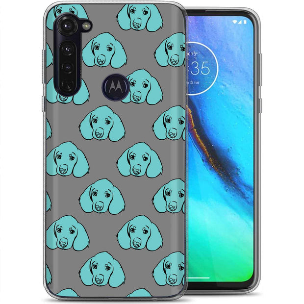 Blue Dog Print Slim Cover For Motorola Moto G (Power, Stylus, Play, 5G), Print in USA