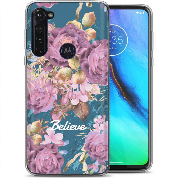 Believe Flowers Print Slim Cover For Motorola Moto G (Power, Stylus, Play, 5G), Print in USA