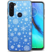 Blue Snowflakes Print Slim Cover For Motorola Moto G (Power, Stylus, Play, 5G), Print in USA