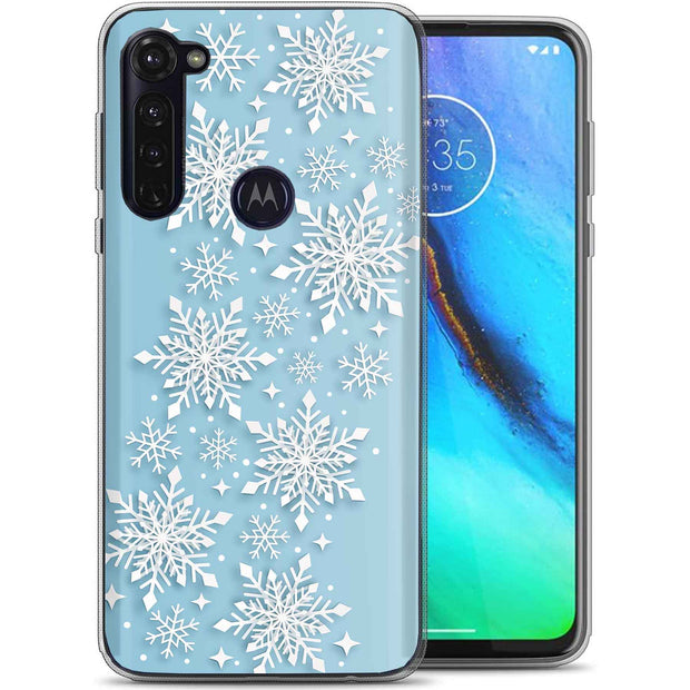 Snowflake Blue Print Slim Cover For Motorola Moto G (Power, Stylus, Play, 5G), Print in USA