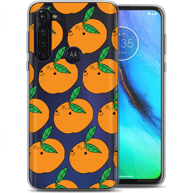 Orange Fruit Print Slim Cover For Motorola Moto G (Power, Stylus, Play, 5G), Print in USA