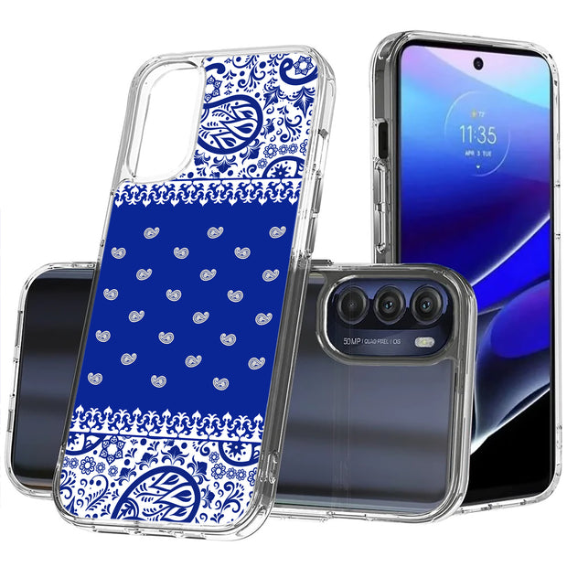 Paisley Blue Print Slim Cover For Motorola Moto G (Power, Stylus, Play, 5G), Print in USA