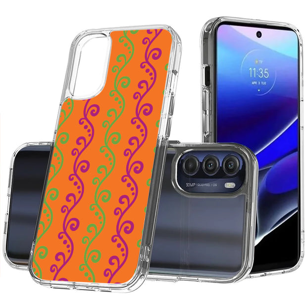 Purple Grn Vine Print Slim Cover For Motorola Moto G (Power, Stylus, Play, 5G), Print in USA