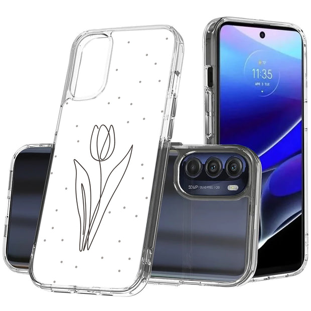 Line Art Tulip Print Slim Cover For Motorola Moto G (Power, Stylus, Play, 5G), Print in USA