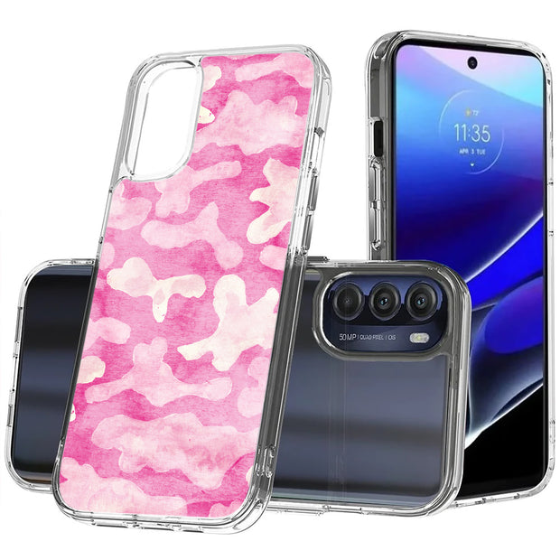 Girly Camo Pink Print Slim Cover For Motorola Moto G (Power, Stylus, Play, 5G), Print in USA