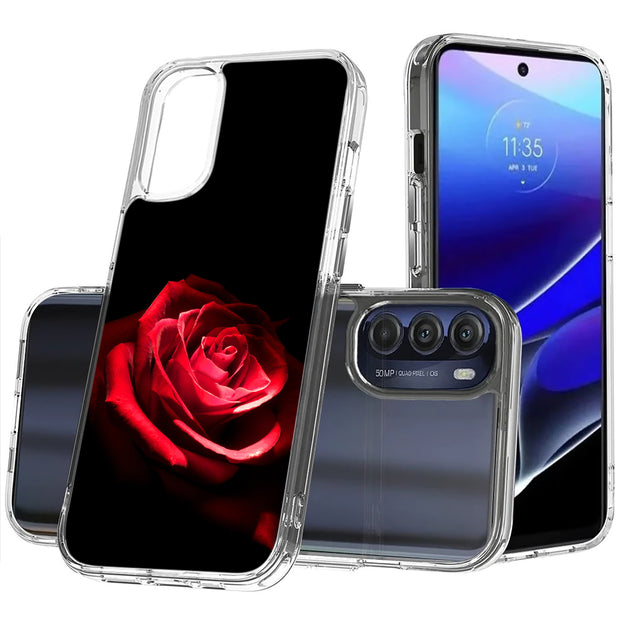 Romantic Rose Print Slim Cover For Motorola Moto G (Power, Stylus, Play, 5G), Print in USA