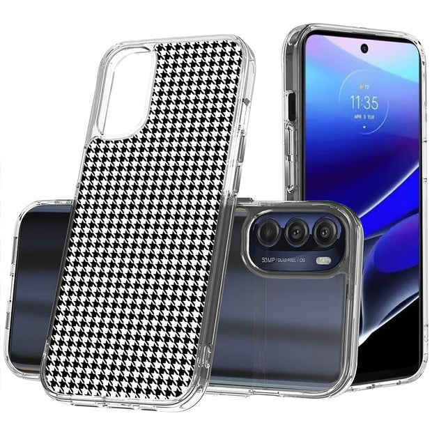 Black Gingham Print Slim Cover For Motorola Moto G (Power, Stylus, Play, 5G), Print in USA