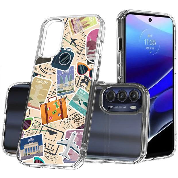 Travel Sticker Print Slim Cover For Motorola Moto G (Power, Stylus, Play, 5G), Print in USA