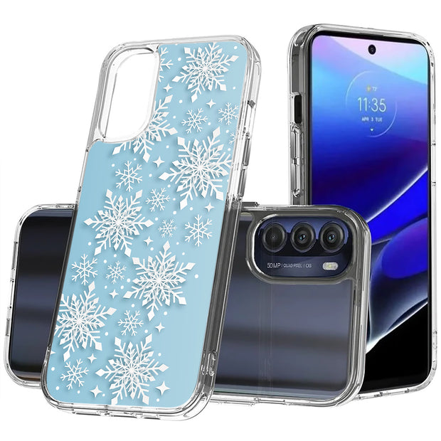 Snowflake Blue Print Slim Cover For Motorola Moto G (Power, Stylus, Play, 5G), Print in USA