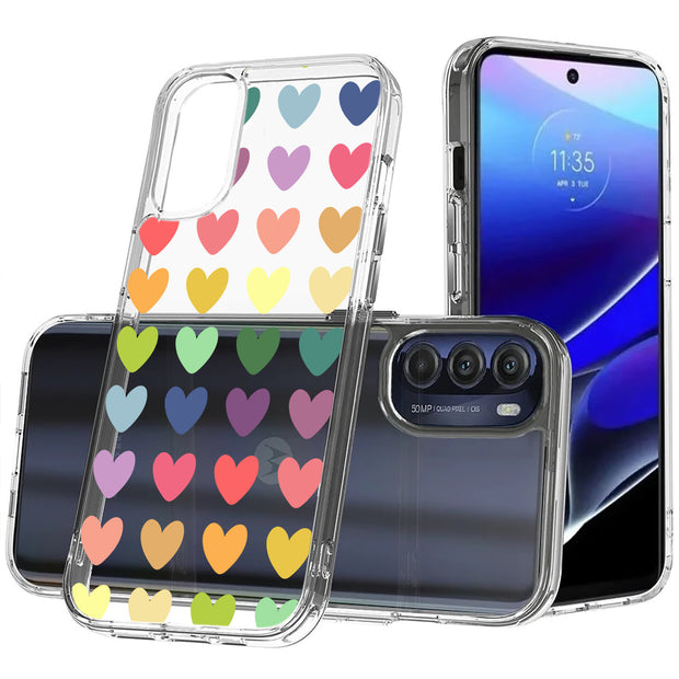 Colorful Hearts Print Slim Cover For Motorola Moto G (Power, Stylus, Play, 5G), Print in USA