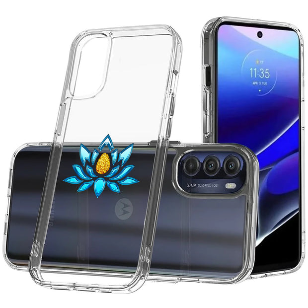 Blue Lotus Print Slim Cover For Motorola Moto G (Power, Stylus, Play, 5G), Print in USA