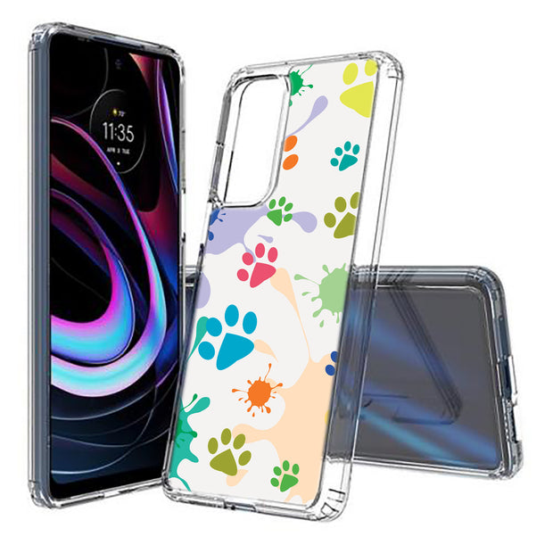 Paw Color  Print Slim Cover For Motorola   (Edge,One 5G,Ace,UW,X40,30), Print in USA