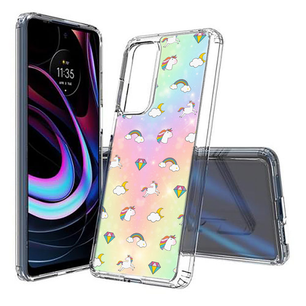 Rainbow Unicorn Print Slim Cover For Motorola   (Edge,One 5G,Ace,UW,X40,30), Print in USA