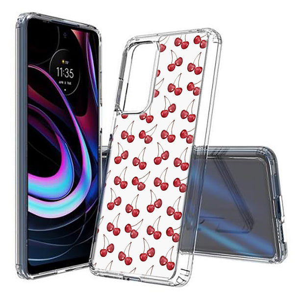 Cherries Print Slim Cover For Motorola   (Edge,One 5G,Ace,UW,X40,30), Print in USA