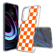 Orange Checker Print Slim Cover For Motorola   (Edge,One 5G,Ace,UW,X40,30), Print in USA