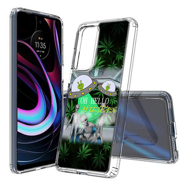 Marijuana Alien Print Slim Cover For Motorola   (Edge,One 5G,Ace,UW,X40,30), Print in USA