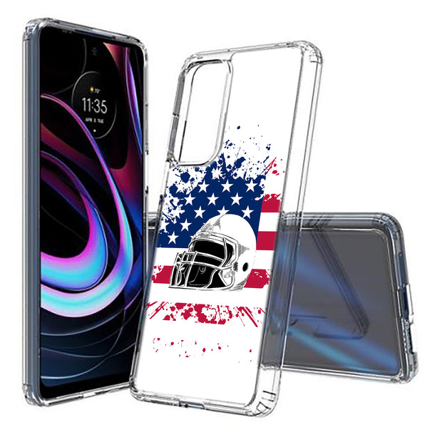 USA Flag Helmet Print Slim Cover For Motorola   (Edge,One 5G,Ace,UW,X40,30), Print in USA