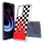 Checkers Flame Print Slim Cover For Motorola   (Edge,One 5G,Ace,UW,X40,30), Print in USA