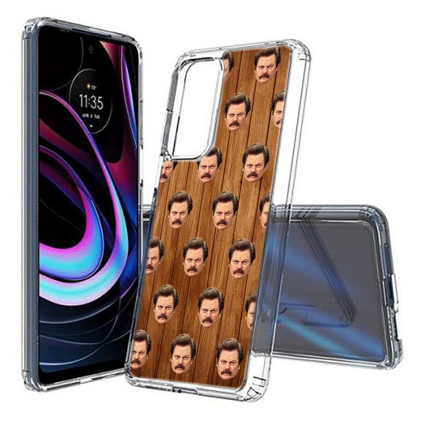 Ron Swanson Print Slim Cover For Motorola   (Edge,One 5G,Ace,UW,X40,30), Print in USA