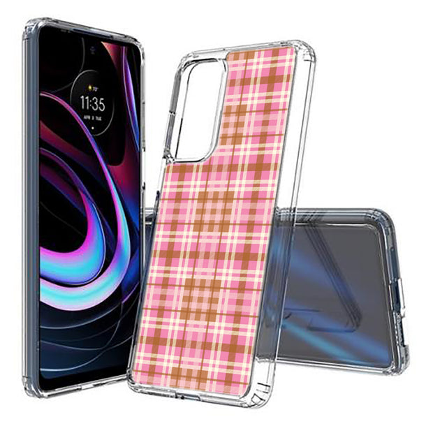 Plaid Grid Line Print Slim Cover For Motorola   (Edge,One 5G,Ace,UW,X40,30), Print in USA