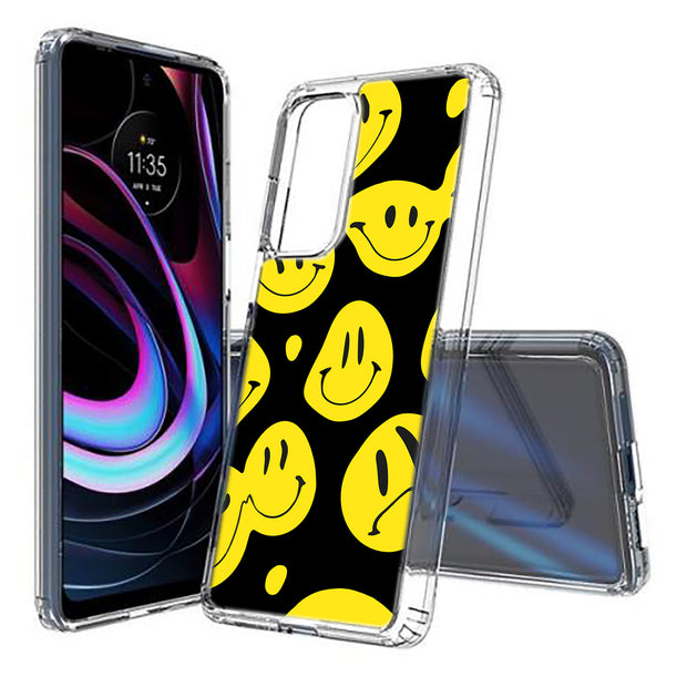 Smiley Face Print Slim Cover For Motorola   (Edge,One 5G,Ace,UW,X40,30), Print in USA