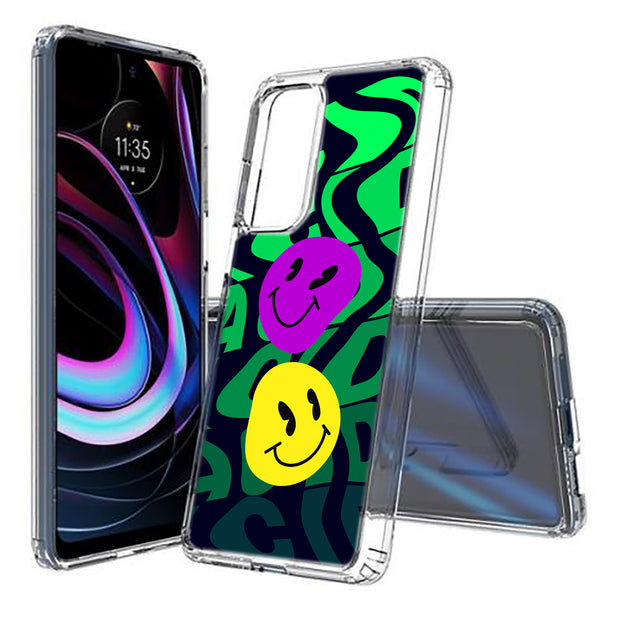 Acid Smile Face Print Slim Cover For Motorola   (Edge,One 5G,Ace,UW,X40,30), Print in USA